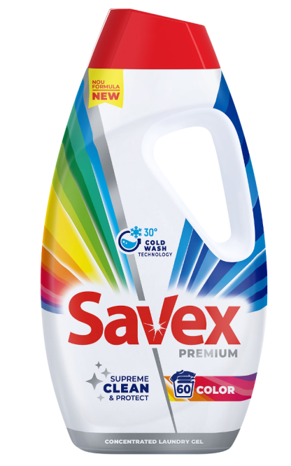 Detergent lichid Savex Premium Color, 60 spalari, 2.7 L