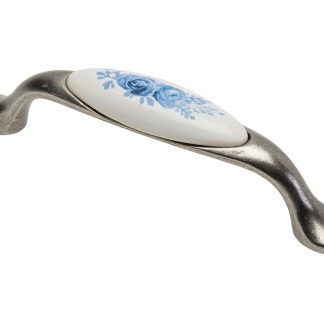 Maner mobila Blue Rose 96 mm, argintiu antichizat