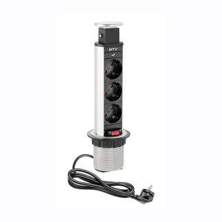 Priza incastrabila TURN 3xSchuko, cablu 1.5 ml, gri