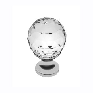 Buton mobila White Crystal D20 mm, crom