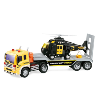Camion cu platforma si elicopter