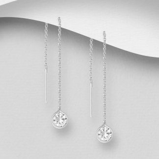 Cercei Fir din argint Sterling 925 cu un diamant simulat