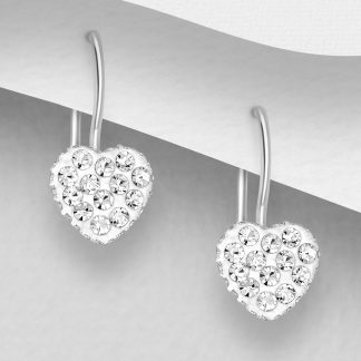 Cercei tip inima din argint Sterling 925 cu cristale de sticla