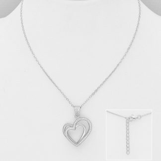 Home 16 Colier cu inimioare din argint Sterling 925 cu diamante simulate