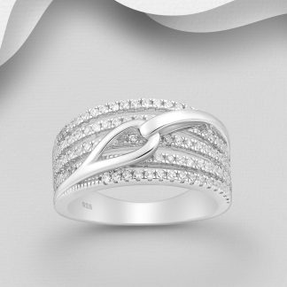 Inel Nod stratificat din argint Sterling 925 cu diamante simulate