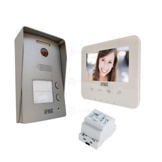 Kit videointerfon Urmet 1734 501, 5 inch soft touch, 1 familie, aparent, cablaj 2 fire