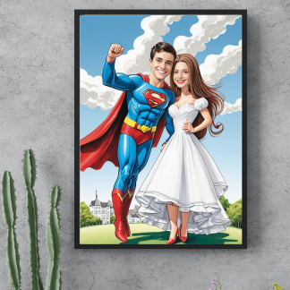 Home 3 Tablou Personalizat Cartoon Cuplu Superman