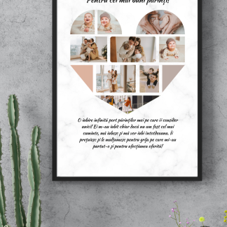 Tablou personalizat cu 9 poze in forma de inima
