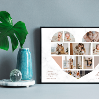Tablou personalizat cu 9 poze in forma de inima