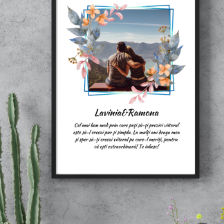 Home 24 Tablou personalizat floral cu poza si text