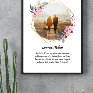Tablou personalizat floral cu poza si nume