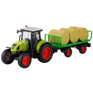 Tractor cu remorca transport baloti, cu sunete si lumini, scara 1:16