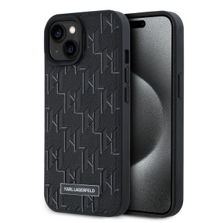 Husa iPhone 15 - Karl Lagerfeld Leather MagSafe (KLHMP15SPKHPORPK) - Monogram Metal Logo