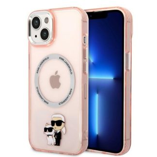 Husa iPhone 14 - Karl Lagerfeld Hardcase MagSafe (KLHMP14SHNKCIP) - Pink Iconic Karl&Choupette