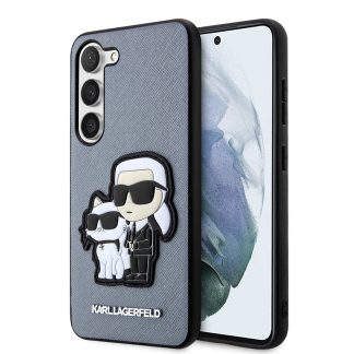 Husa pentru Samsung Galaxy S23 Plus (KLHCS23MSANKCPG) - Karl Lagerfeld Saffiano - Grey Karl&Choupette Metal Pin