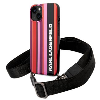 Home 3 Husa iPhone 14 - Karl Lagerfeld Hardcase with Strap (KLHCP14SSTSTP) - Pink Color Stripes