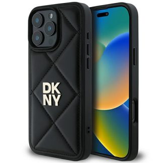 Home 5 Husa iPhone 16 Pro - DKNY Leather Quilted Stack Logo (DKHCP16LPQDSLK) - Black