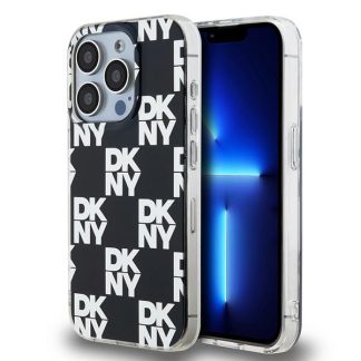 Home 12 Husa iPhone 15 Pro - DKNY IML Checkered Mono Pattern (DKHCP15LHDLCEK) - Black