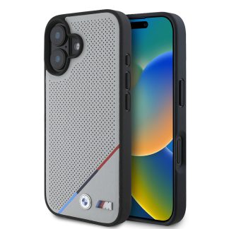 Home 5 Husa pentru iPhone 16 - BMW Hardcase M Perforated Tricolor Line MagSafe (BMHMP16S23PUPDG) - Grey