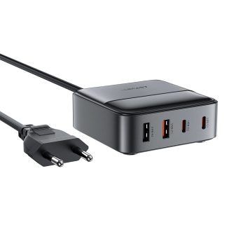 Statie de Incarcare 4in1 GaN pentru Telefon, 65W, 2x USB-A, 2x Type-C - Acefast (Z6) - Metal Gray