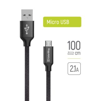 Cablu Date, USB, Micro-USB, 2.1A, 1m - ColorWay (CW-CBUM002-BK) - Black