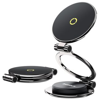 Suport Auto penytru telefon, Magnetic, Pliabil, Rotire 360°, pentru Panoul de Bord - Baseus (C40172900121-00) - Cosmic Black