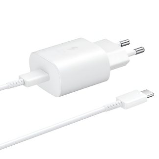 Incarcator retea compatibil cu Samsung 25W, EP-TA800EBE, cu cablu USB-C la USB-C, EP-DA705BBE, compatibil universal USB-C,1M - Alb