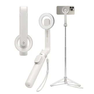 Selfie Stick Spigen Tripod S571W Bluetooth, Magsafe, control wireless, reincarcabil - Alb