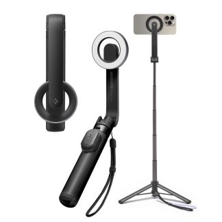 Home 9 Selfie Stick Spigen Tripod S571W Bluetooth, Magsafe, control wireless, reincarcabil - Negru